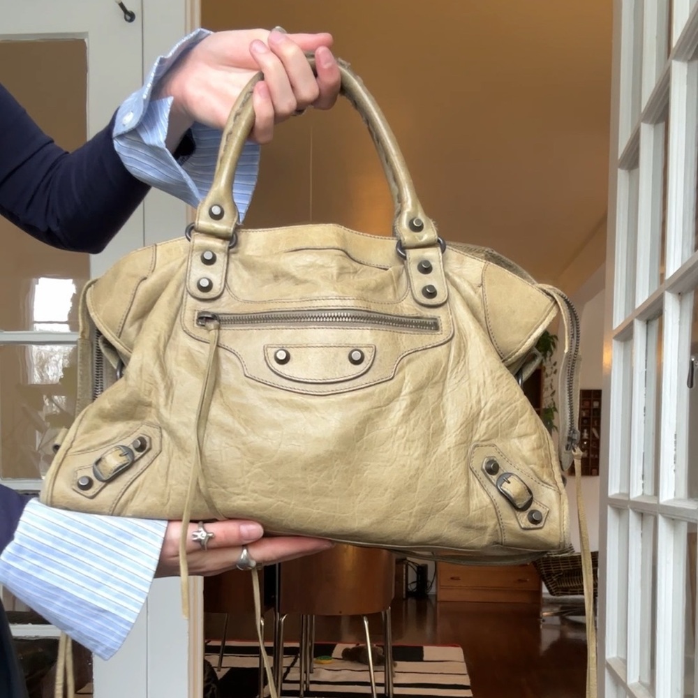 Authentic Greige Balenciaga city bag